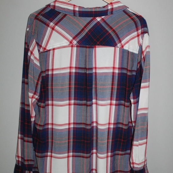 Ava & Viv Plaid Button Front Shirt 1X HW4392 - Picture 2 of 5